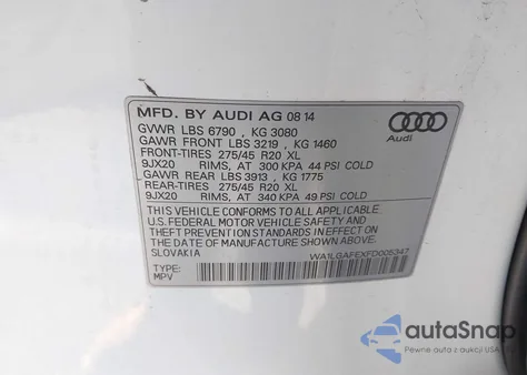2015 Audi Q7 3.0T Premium z USA, uszkodzony, nr VIN WA1LGAFEXFD005347
